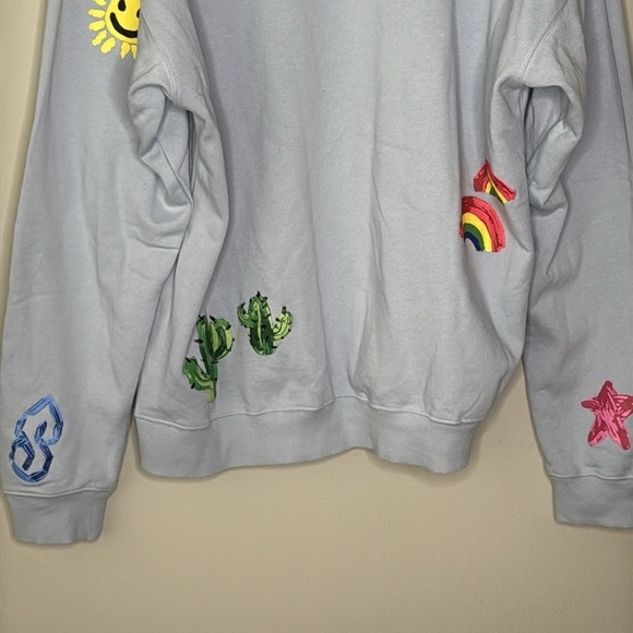 Coney Island Picnic Art Doodles Puff Print Sweatshirt in Kentucky Blue Size XL - Picture 6 of 9